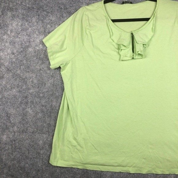 Talbots Woman Short Sleeve Top Key Lime Ruffle Cotton Modal Soft Comfort No Size - Picture 3 of 10